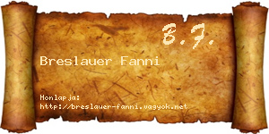 Breslauer Fanni névjegykártya